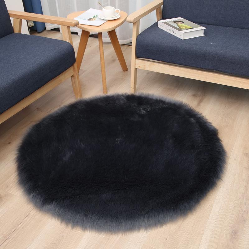 Round Long Pile Faux Wool Carpet for Living Room or Bedroom