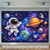 1 Stück 2D-Hintergrundstoff Astronaut streift umher und erkundet im Weltraum auf Polyester-Hintergrundstoff Party-Banner