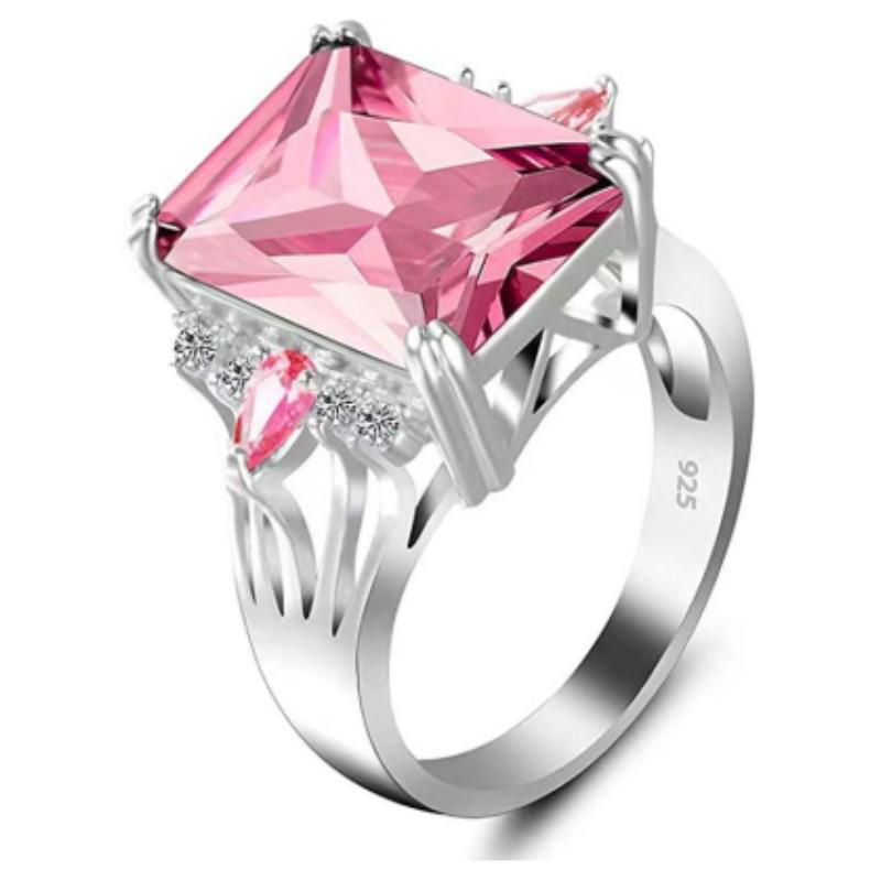 Chenrui Purple Rectangular Zircon Water Drop Ring for Women