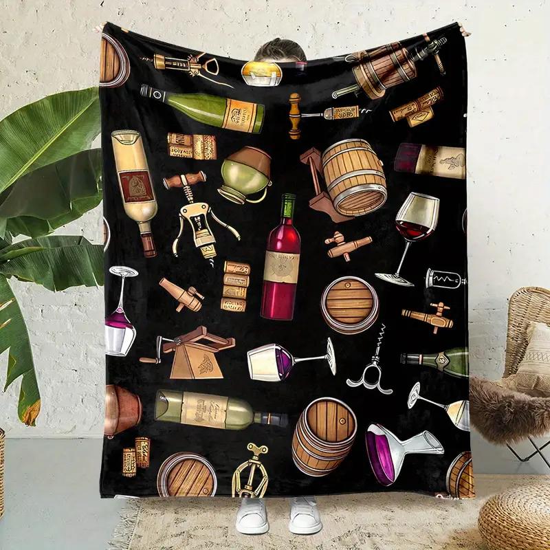Cozy western cowboy wine theme flannel blanket suitable for bed, office, home, camping, comfort, sofa, Halloween and Christmas 130x150cm