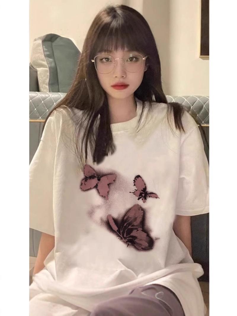

Chic Women s White Short-Sleeve Cotton T-Shirt - Summer Niche Design for Couples XXL