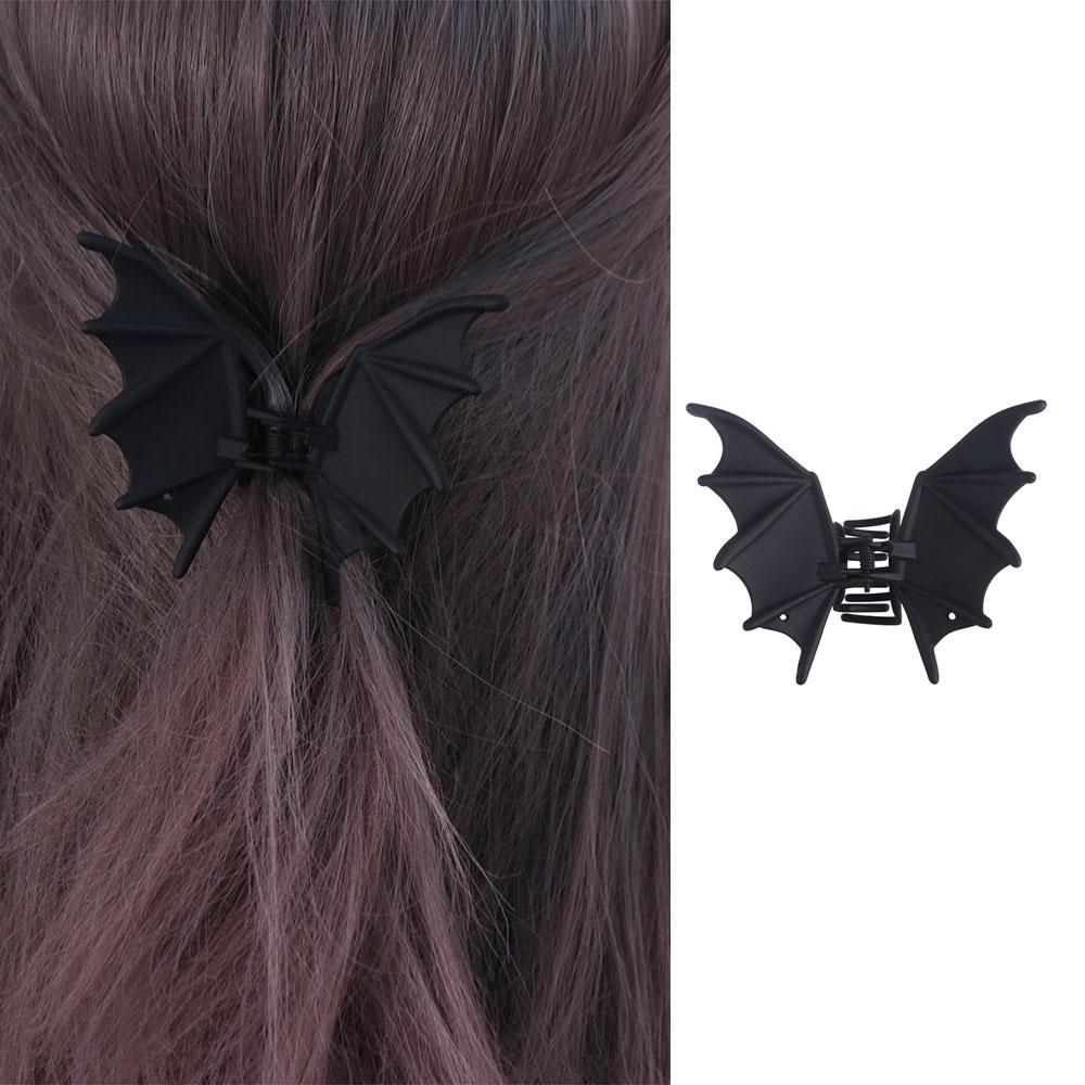 Matte Black Halloween Hair Claw Gothic Shark Clip Hair Accessories Bat Wings Ponytail Holder  Gift