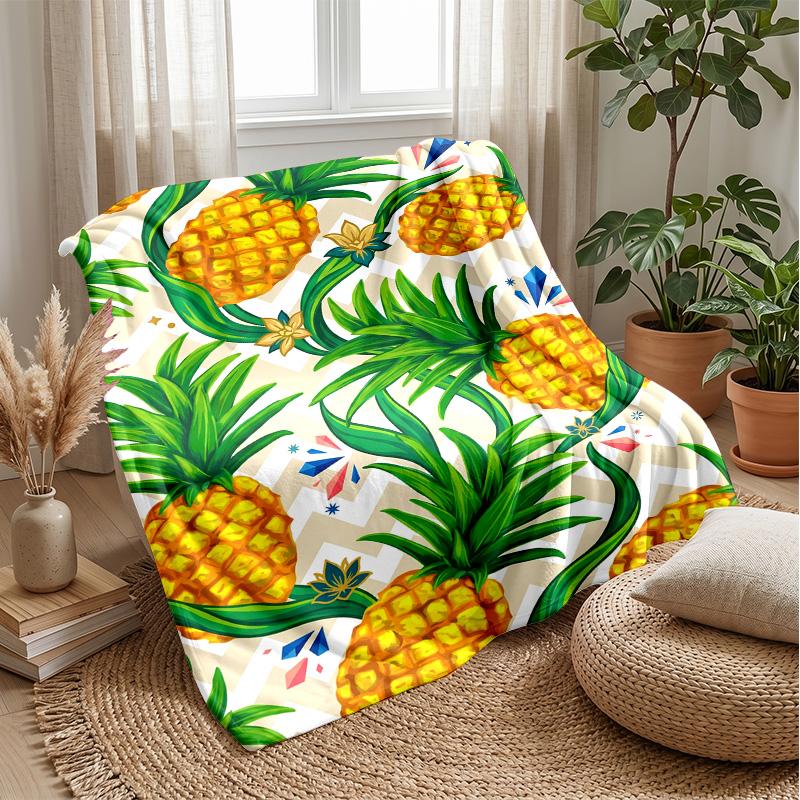 Pineapple Tropical Paradise Theme Blanket Lightweight Warm Flannel Blanket Decorative Throw Blanket for Home Decoration