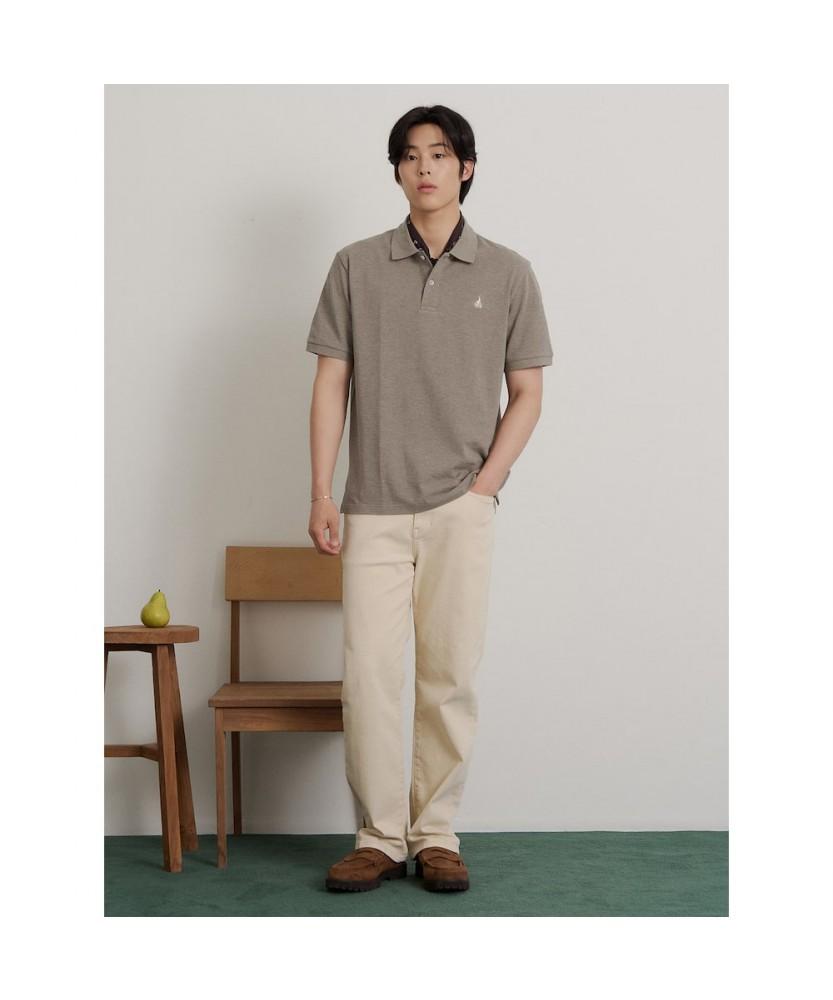 Binpolmen [Essential] Pique Collar Neck Short Sleeve T-Shirt Olive