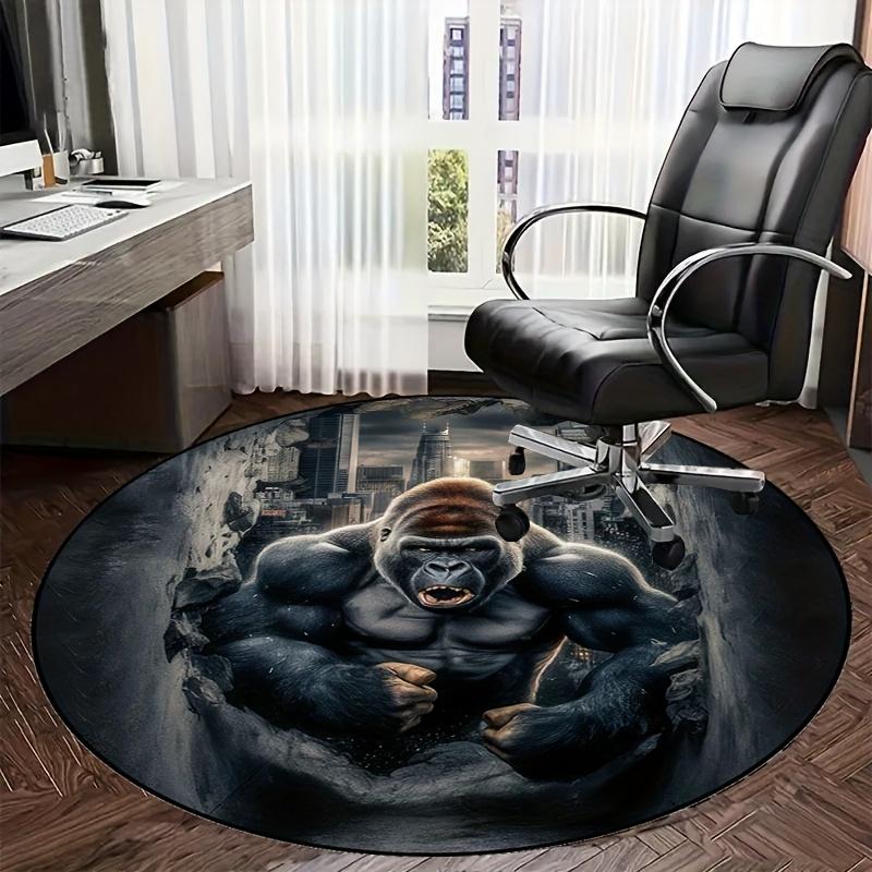 Wildes Gorilla-Muster Flanell-bedruckte runde Bodenteppiche sind rutschfest Geeignet für Wohnzimmer Schlafzimmer Terrasse Garten Teppiche