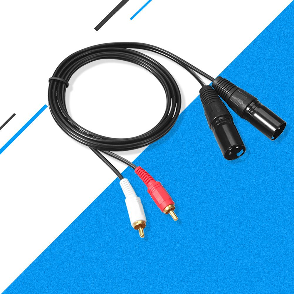 2 RCA Male To Dual XLR Male HIFI Stereo Audio Cable Professional Black for Microphone Mixer Headphone Amplifier