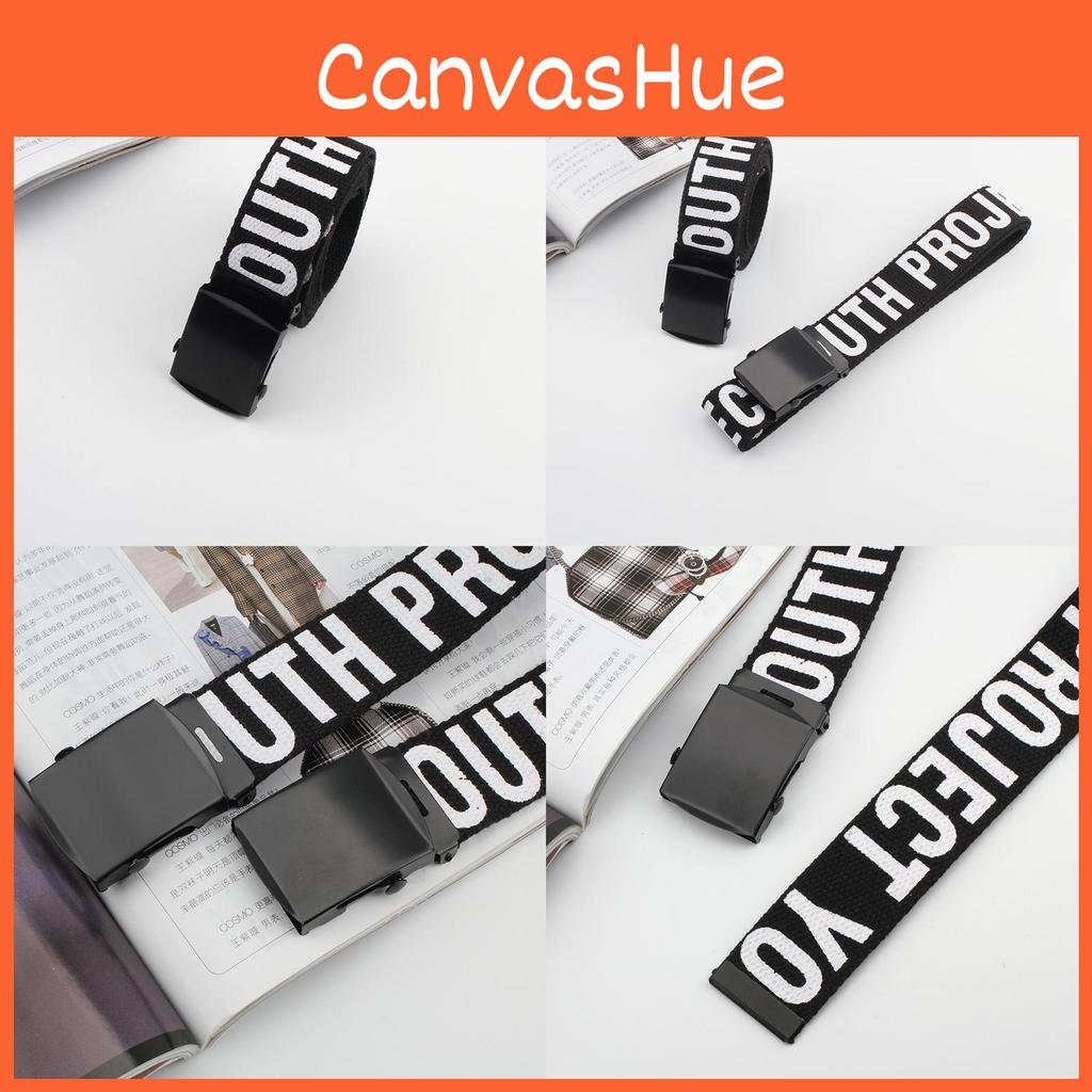 Unisex Canvas Belt With Letter Printed Design For Streetwear