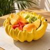Kitchen Island Accessory Ceramic Banana Fruit Bowl, Creative Yellow Tray, Decorative Bread Serving Platter Salad Bowl for Dining Table Countertop