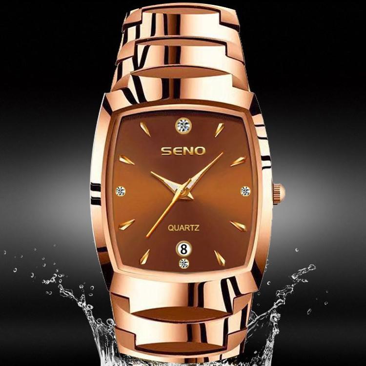 Men's Steel Strap Watch Square Men's Watch Business Waterproof Calendar Quartz Watch