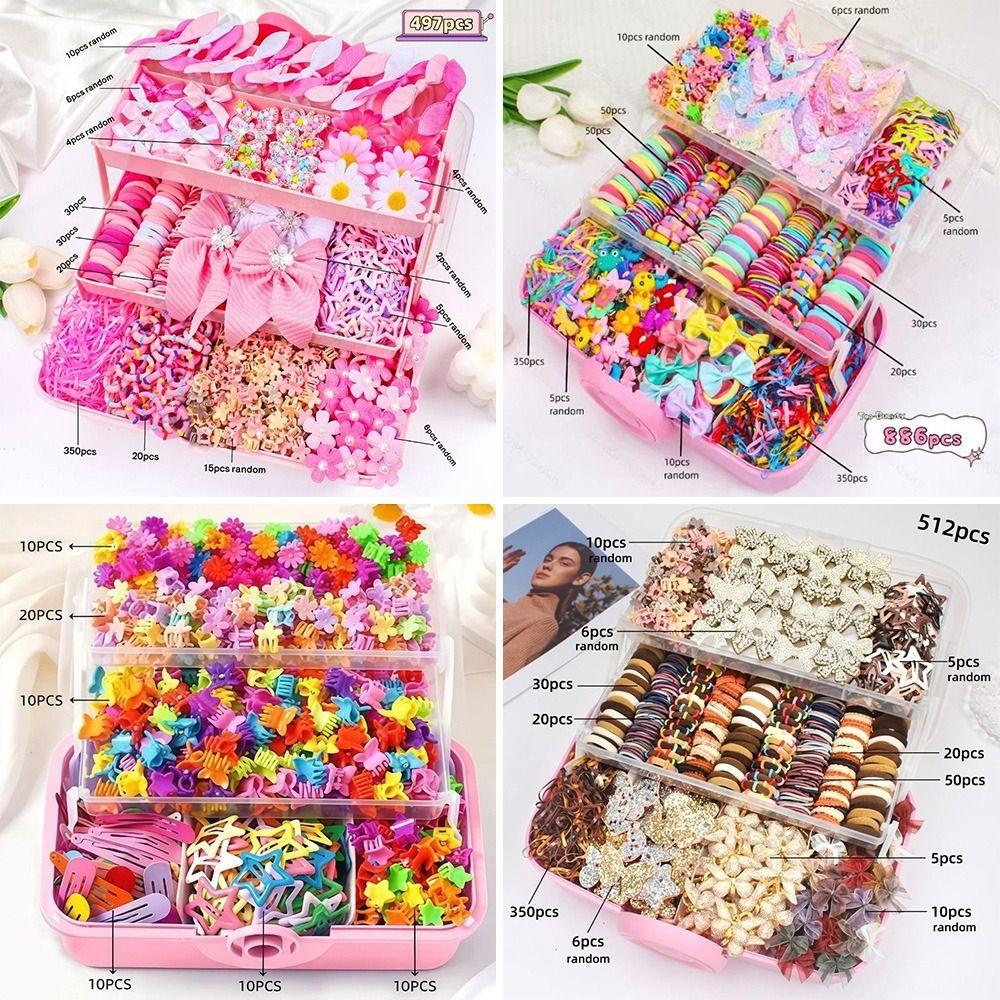 Fabric Hair Accessories Set Colorful Bow Barrettes New Elastic Hair Bands Kids Hairstyling