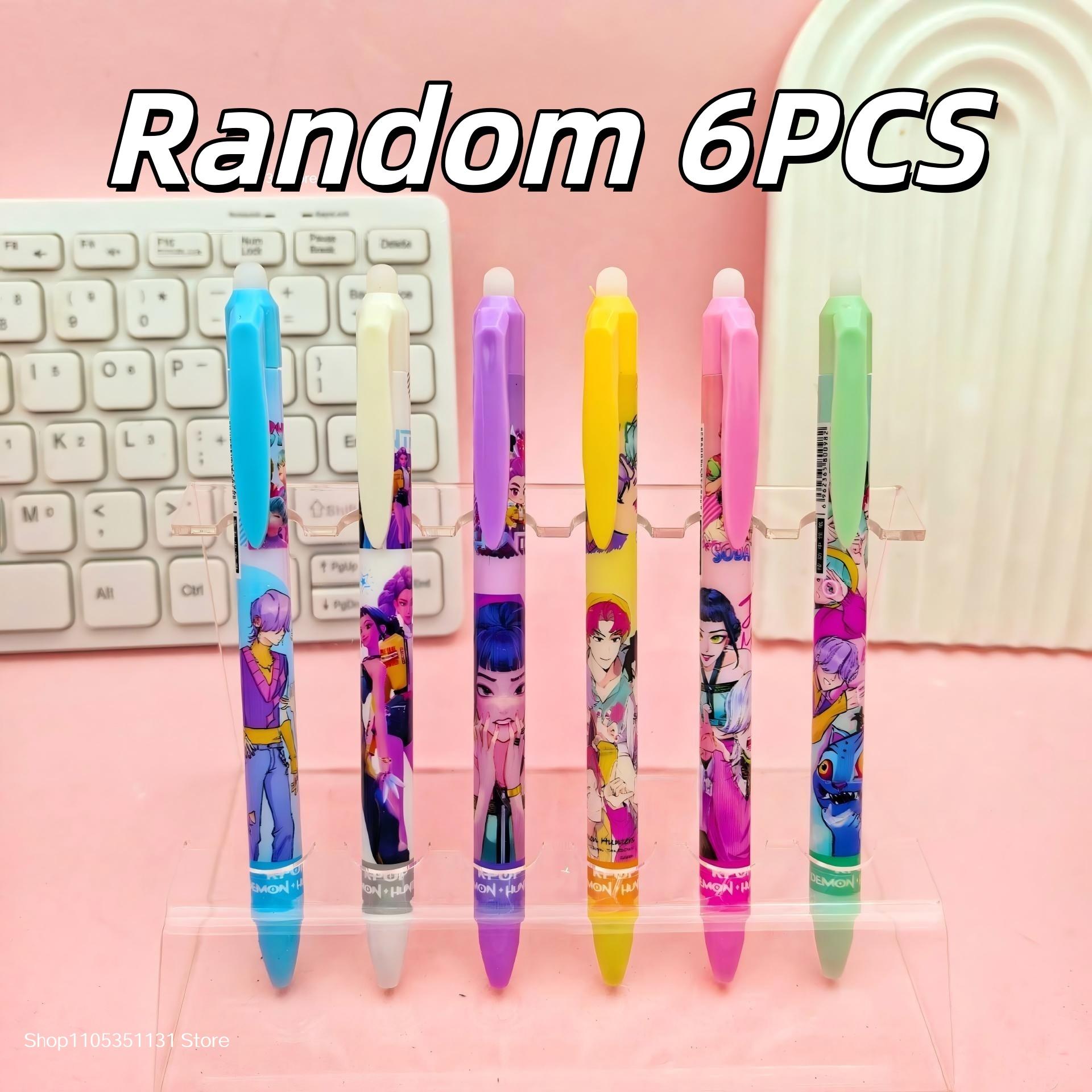 12 stuks Schattige Cartoon Uitwisbare Gelpennen 0,5 mm Soepel Schrijvend Intrekbare Drukpennen voor Kinderen Studenten School Kantoor Schrijfwaren Cadeau (as the picture,Erasable-BLack 0.5mm)