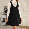 2026 European & American Women's Corduroy V-Neck Strap Skirt - Casual, Slimming, with Pockets
