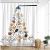 Cartoon Animal Shower Curtain with Funny Cat and Dog Paws Cute Kids Shower Print Family Bathroom Decoration with Hooks