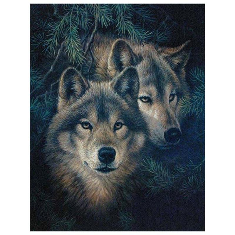 ZHXXFD Diamond Painting Loup Peinture Diamant 5D Stitch Enfant Broderie Diamant Kit Strass Complet Animaux 40X50 Diamond Painting Grand Format Kit Pour Garcon Fille Cadeau(A61