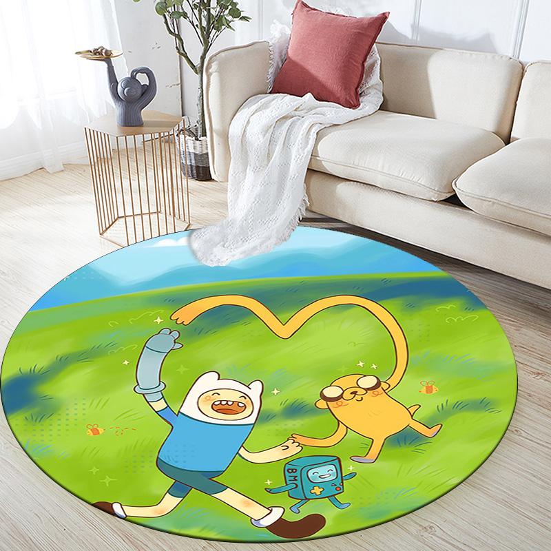 Adventure Time2 Round Area Rug,Carpet Rug for Living Room Bedroom Sofa Playroom Decor,Non-slip Floor Mat
