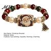 Stackable Charm Jewelry Christmas Beaded Stretch Bracelets, Faux Pearl Beads Fashion Holiday Accessory Santa Claus/Tree/Elk/Stocking Bracelet,