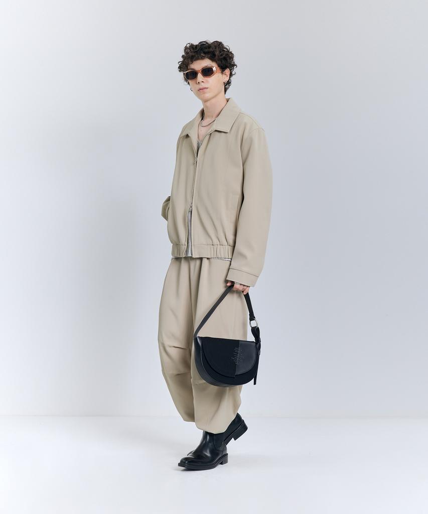 IRONYPORNO WHITELINE 86-Iro269 Monotone Parachute Wide Pants Light Beige