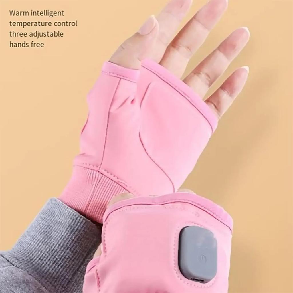 Windproof Rechargeable Heated Gloves 360 Degree Thermal Warm Fingerless for Outdoor Hiking Cycling Winter Sports Heated
