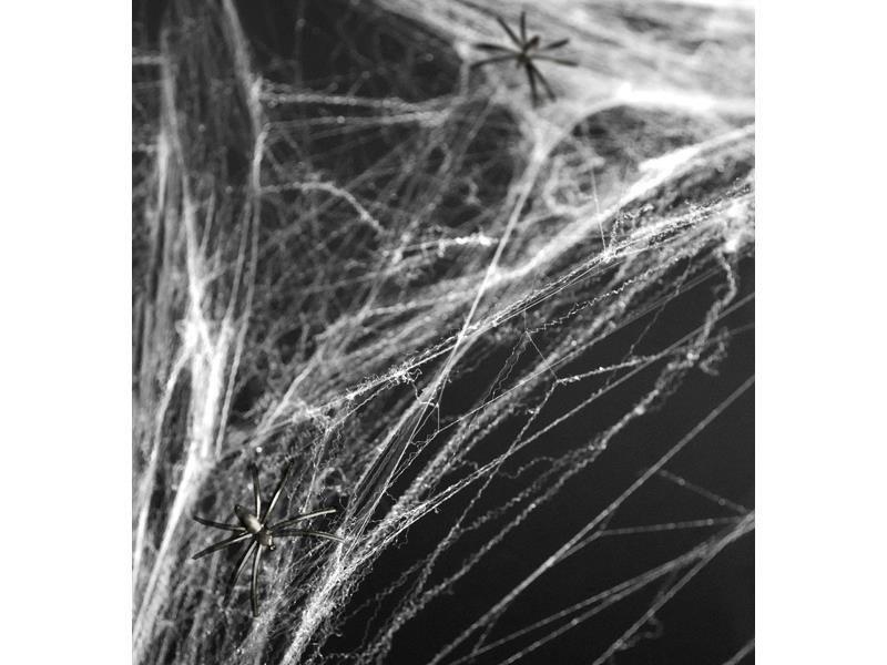 Halloween Decorative Spiderweb + Spiders, White, 60g