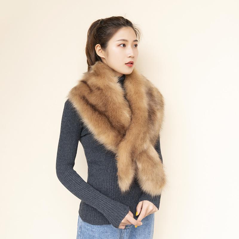 2024 Faux Fox Fur Shawl Scarf - Elegant Winter Plush Neck Warmer for European and American Styles