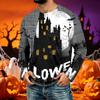 Men's Casual Long Sleeve Halloween Printed T-Shirt for Everyday Wear