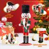 30cm Wooden Nutcracker Ornament Soldier Figurement Handcraft Doll Toy Home Office Table Xmas Decoration Statues Christmas Gift