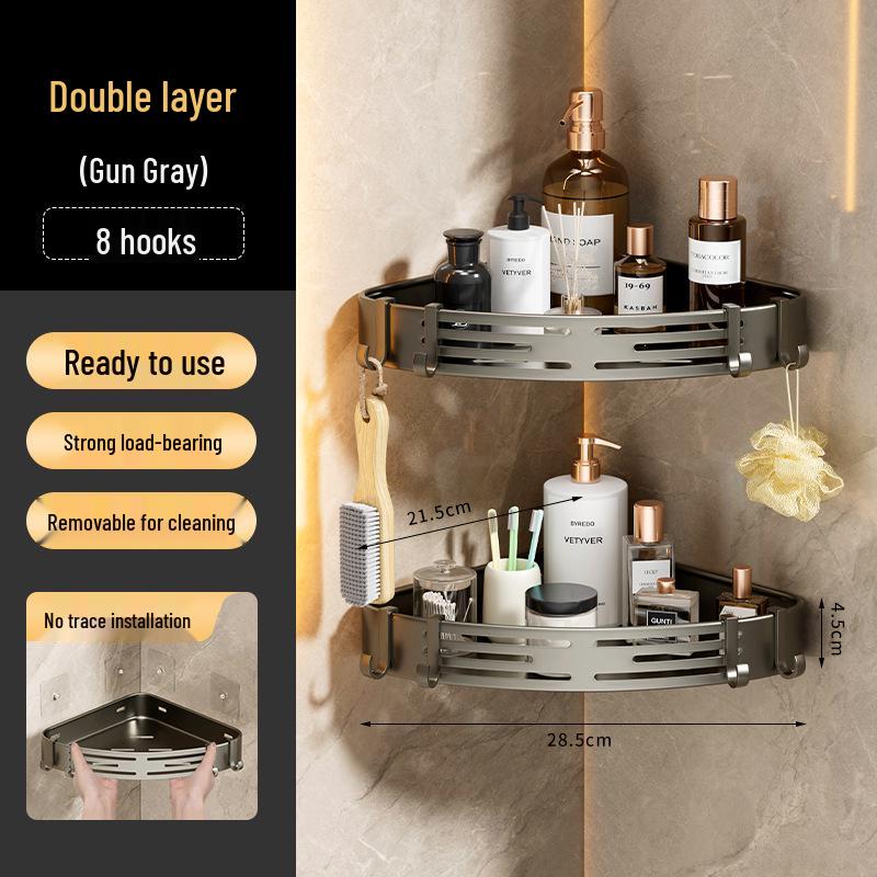 No-Drill Bathroom Corner Shelf Storage Rack
