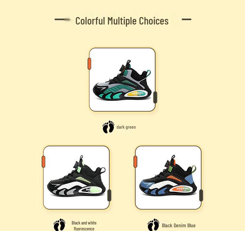 Babudou Boys' Leather Sports Shoes - 2025 Autumn/Winter Casual Running Shoes for Kids