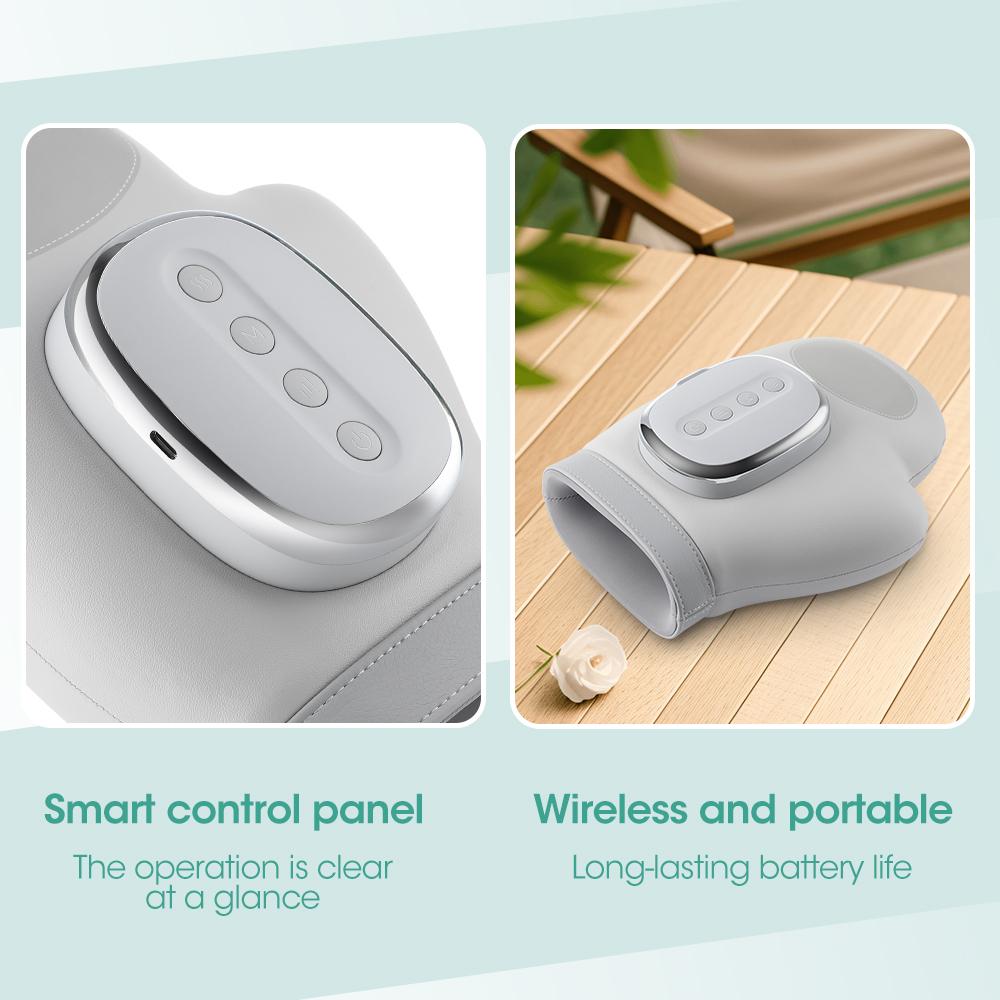 Hand Massager with Heat Compression Carpal Tunnel Wrist Finger Massagers Kneading Rollers Electric Portable Vibrating Gloves