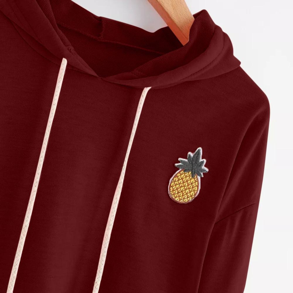 Women's Hoodie Appliques Pinapple Sweatshirt Long Sleeve Pullover Tops Blouse