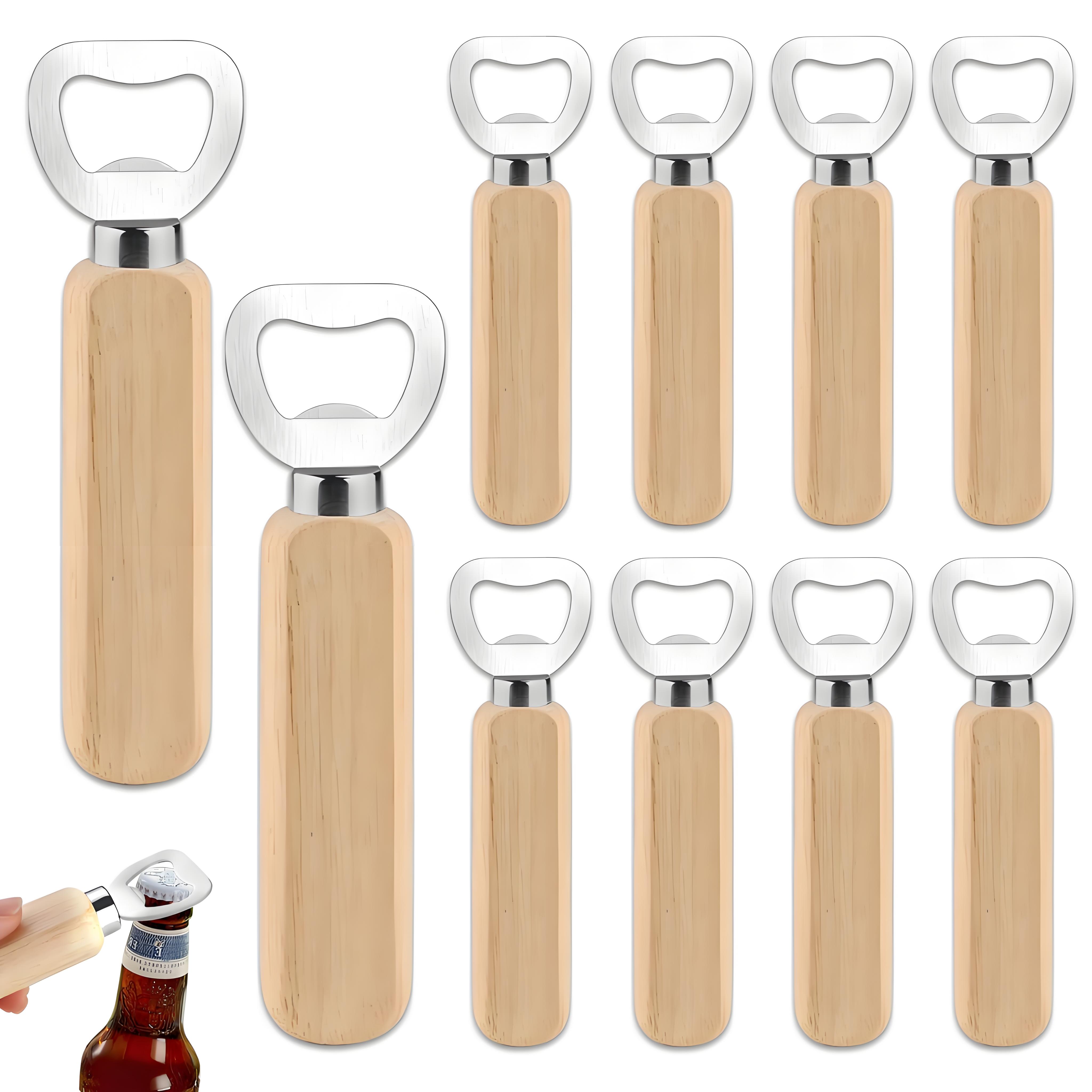 

10-Pack Wood Handle Bottle Openers | Stainless Steel Beer Opener Set | Bartender Grade for Home Bar Restaurant Use светло-желтого