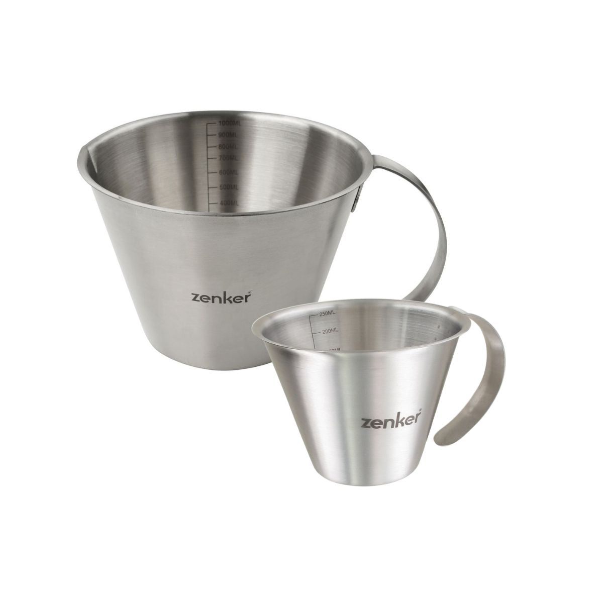 Set de 2 verres doseurs gradués en inox 250 ml et 1 litre Zenker ref. 9943250