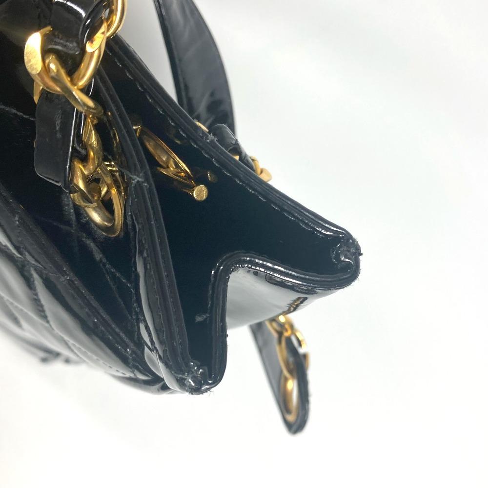 CHANEL Quilted Double Chain Bag Shoulder Bag enamel Black/Gold