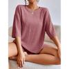 Fashion Casual Solid Color Spring Round Neck Loose Women's Shorts Set