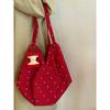 Korean floral polka dot red envelope canvas bag 2025 new large-capacity portable tote bag lazy wind shoulder bag