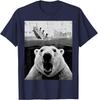 Polar Bear Sinking Titanic Meme Graphic Tee Funny Casual Short Sleeve TShirt for Men Women