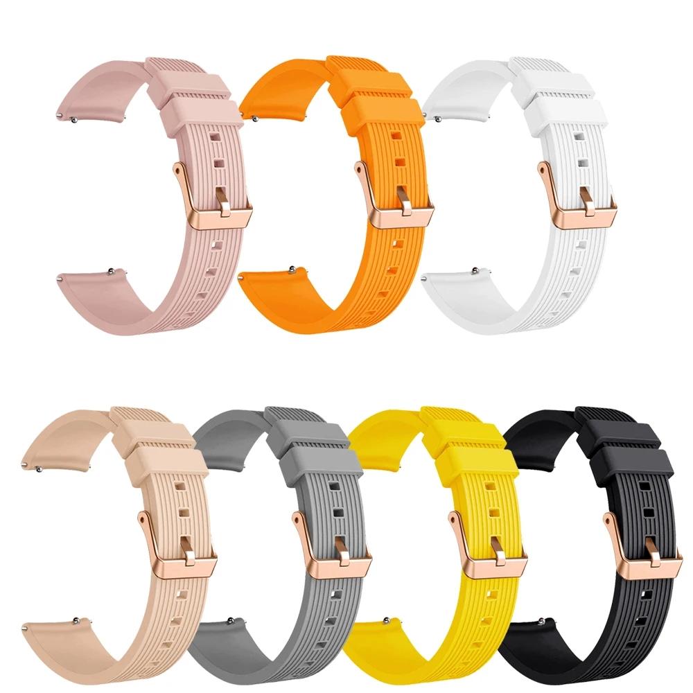20mm Silicone Strap For Samsung Galaxy Watch7 6 5 4 40 44mm Wristband Active 2 40 44mm Classic 42 46mm Rose Gold Buckle Bracelet