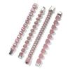 Fashion Chain Link Bracelets Zinc Alloy Rhinestone Jewelry Silver Plated Heart 13mm Pink Zircon Tennis Bracelet