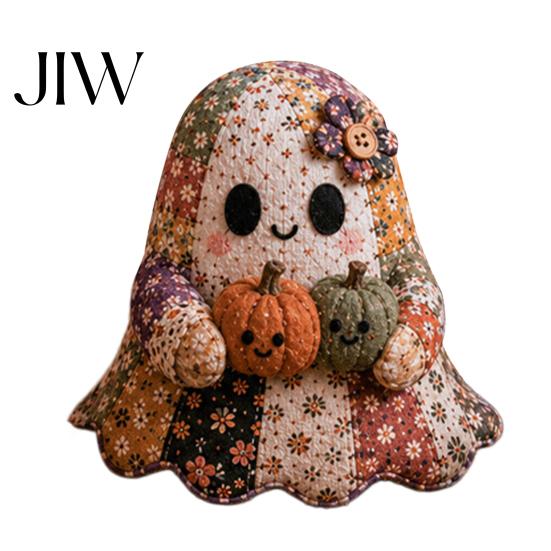 Handgefertigte Geistpuppen-Zubehör Halloween Patchwork-Set, Niedliches DIY-Nähset mit vorgeschnittenen skurrilen Bastelstoffen, Herbst-Feiertags-Bastelset für