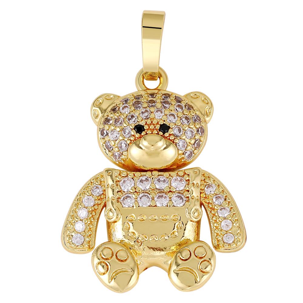 Women's Gold-Plated Bear Necklace with Zircon and Titanium Steel Clavicle Chain