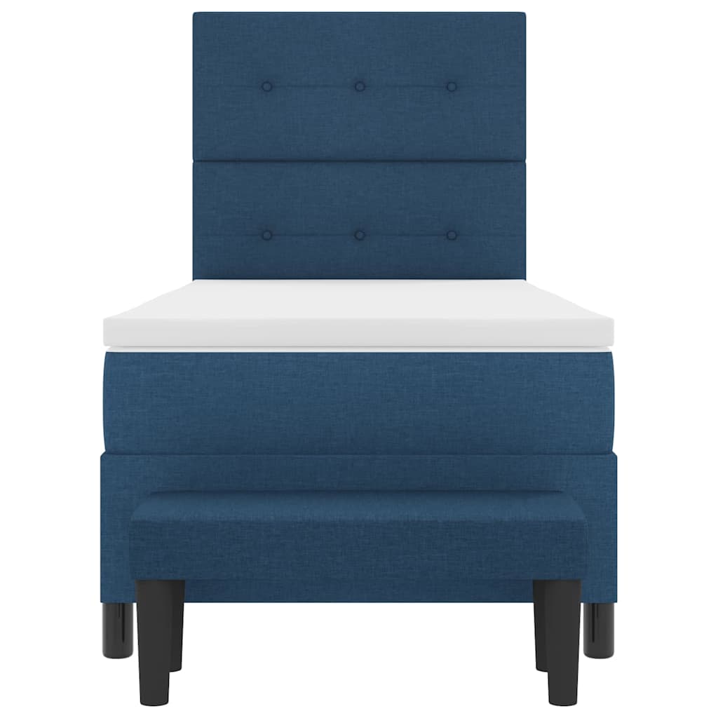 Boxspring Bed with Headboard Blue 90 X 190 Cm Fabric