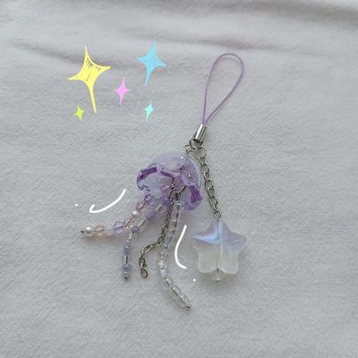 Jellyfish Beaded Phone Charm with Star Key Chain with Star Cottage Core  Phone Charm Key Chain