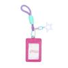 Cute PU Leather Card Sleeve Ins Candy Color Woven Rope Keychain Photo Card Holder Star Pendent Bus Card Storage Bag
