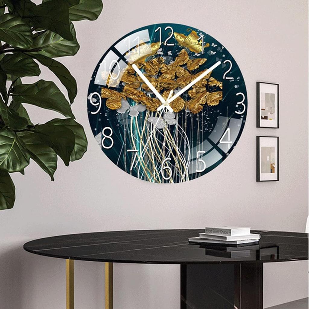 Digital Wall Clock with Low Noise, 30cm/12inch Golden Butterfly Wall Clock Quartz Clock Quiet Silent Simple Clock for Home Decor Children Room