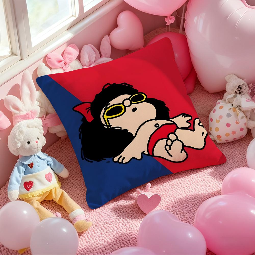M-Mafalda Cartoon Cushion Cover Pattern Printed Pillowcase for Living Room Sofa Cushion Cover & Bedroom Decor