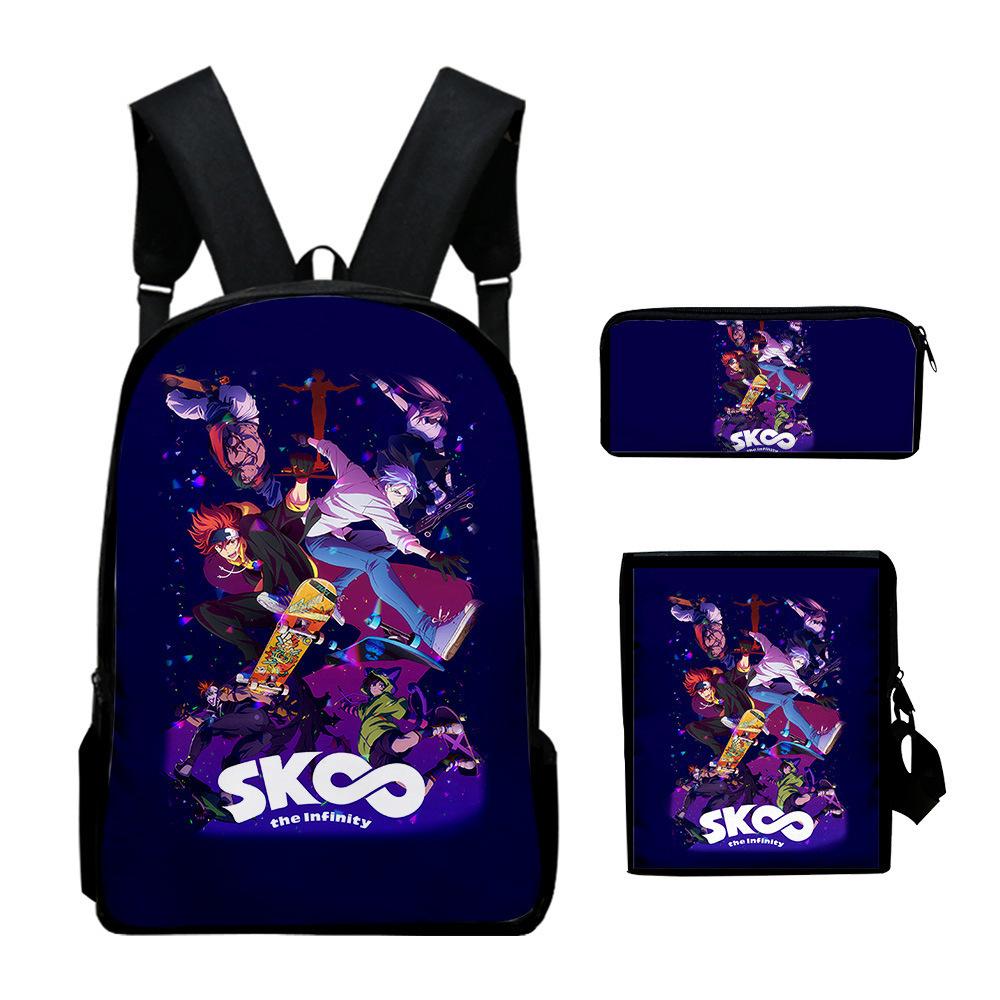 Trendy Popular SK8 the infinity 3D Print 3pcs/Set pupil School Bags Laptop Daypack Backpack Inclined shoulder bag Pencil Case