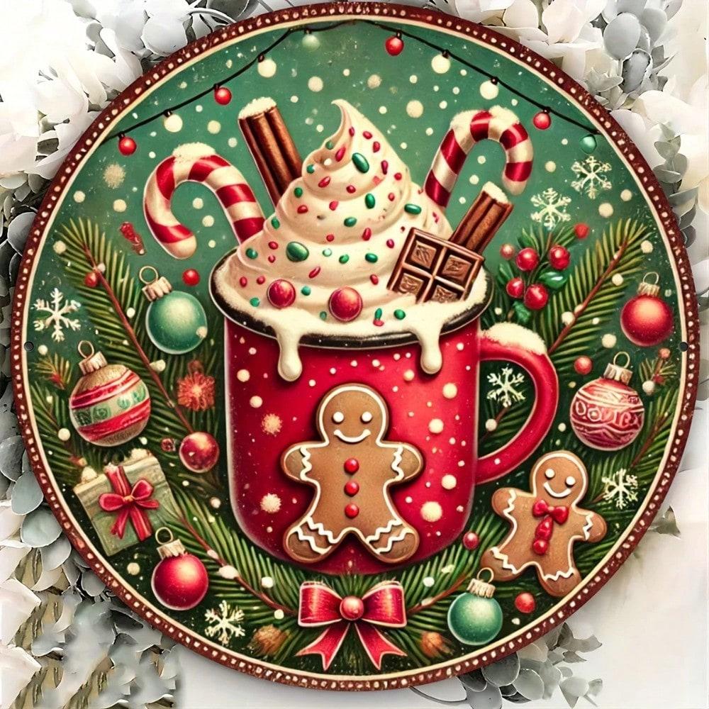 Aluminum Foil Christmas Art Sign, Vintage Holiday Tin Plate, Cafe Bar Wall Decor, Festive Home Ornament, Exquisite Engraved Craft