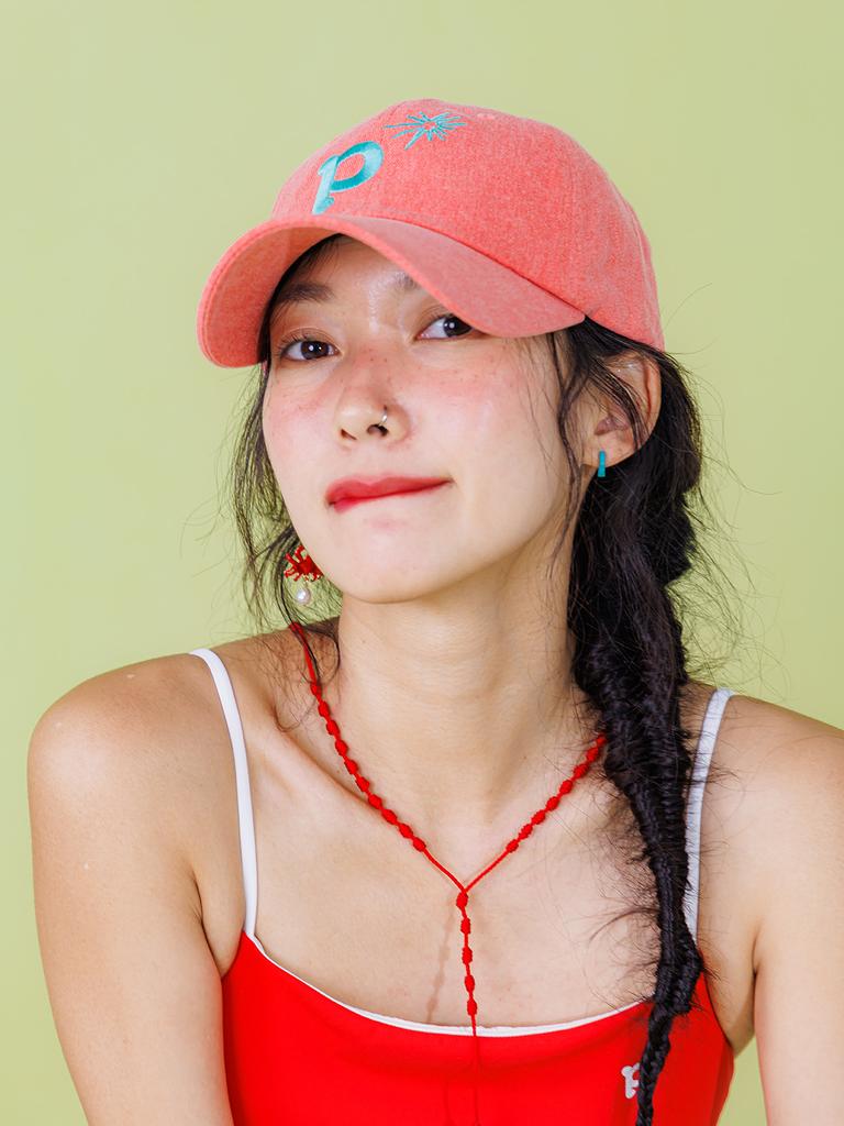 Peuswike Washed Logo Ball Cap_ Orange Red