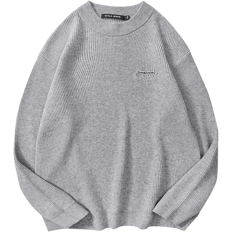 HLA Black Whale Men's Winter Crew Neck Knit Sweater