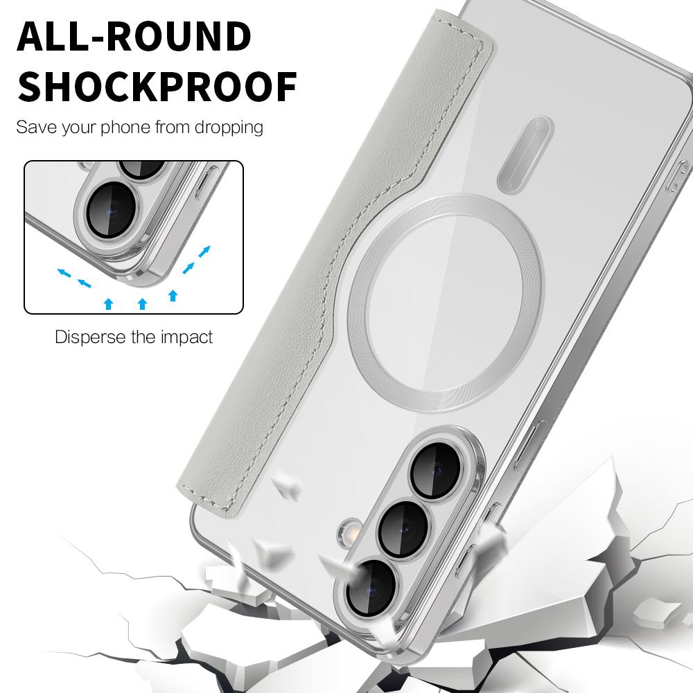 For Samsung Galaxy S26 Magnetic Case RFID Blocking Card Holder Leather Phone Cover with Lens Film